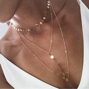 Silver Layered Necklace with Dainty Chain and Pendant Accents